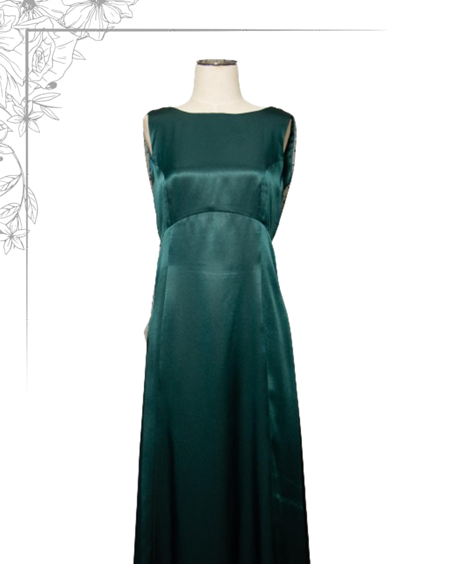 Green floor length dress