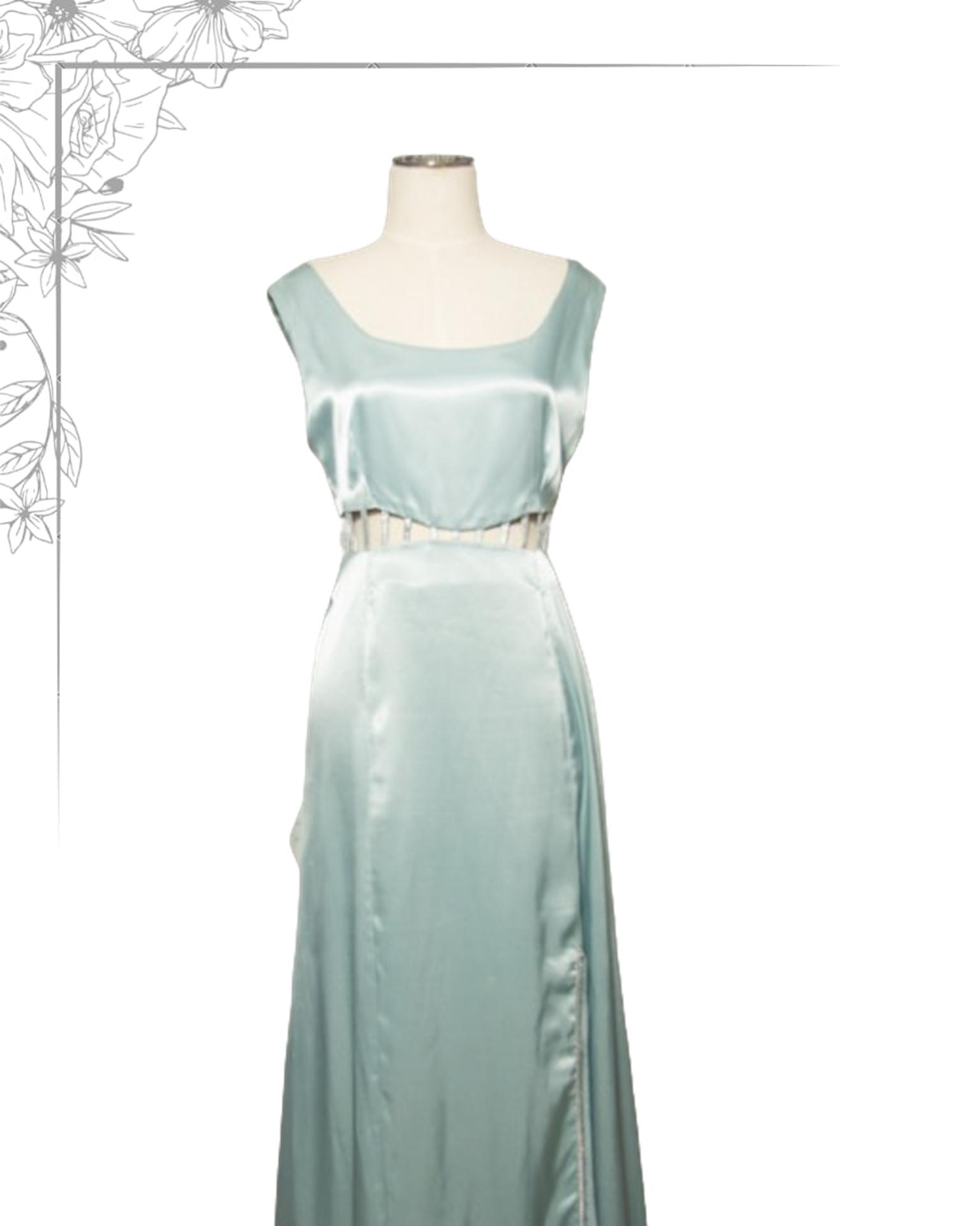 Turquoise floor length dress