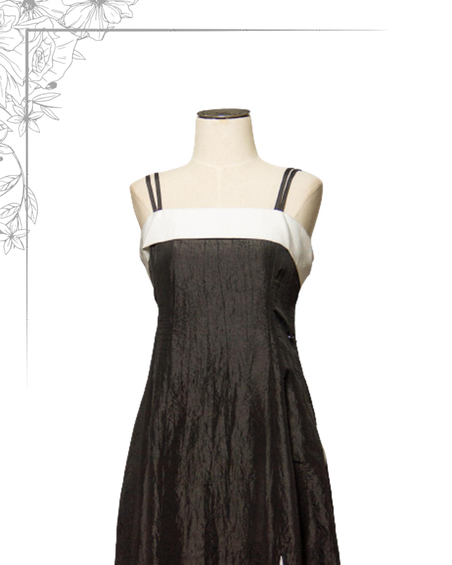 Black and white floor length dress