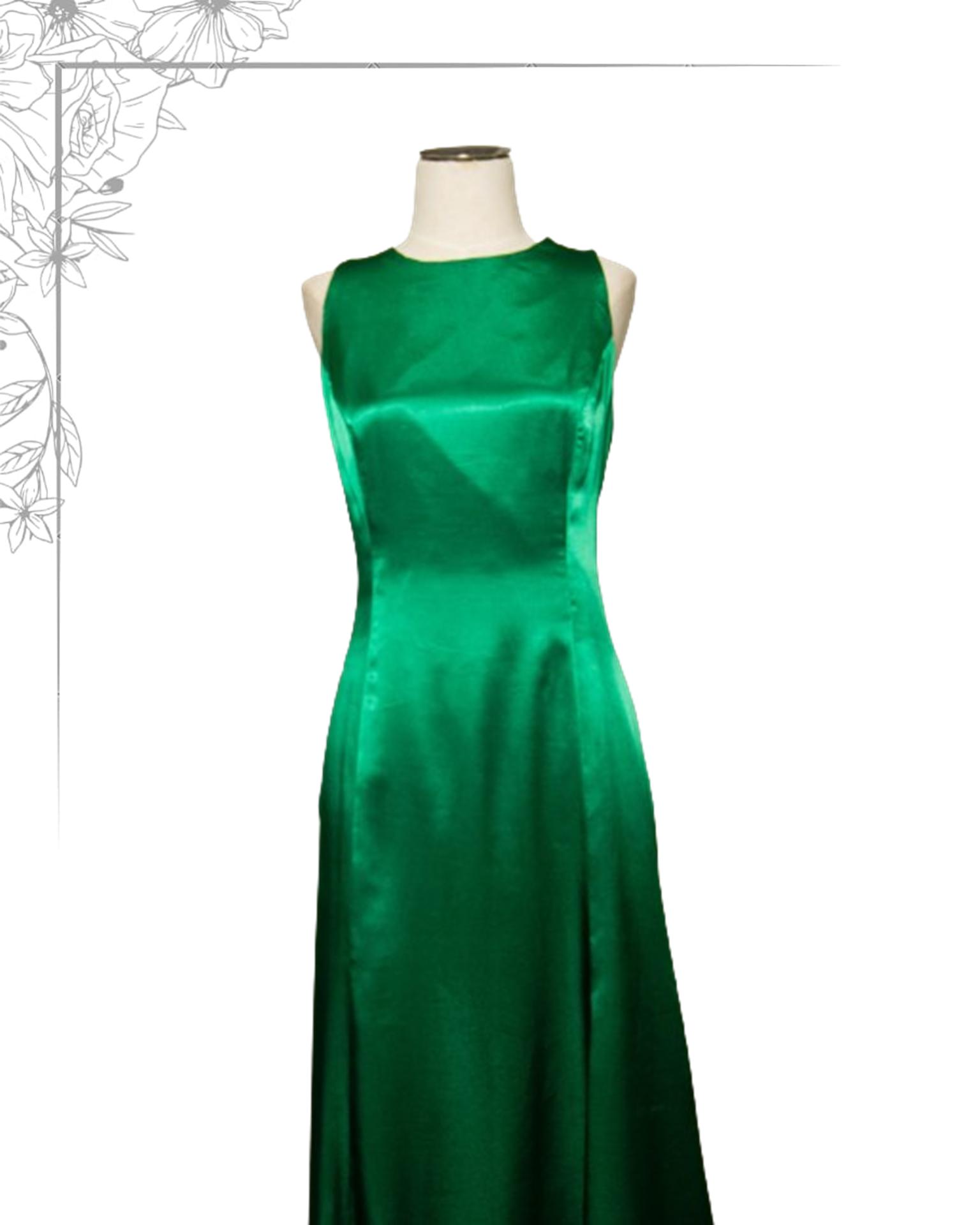 Green floor length dress