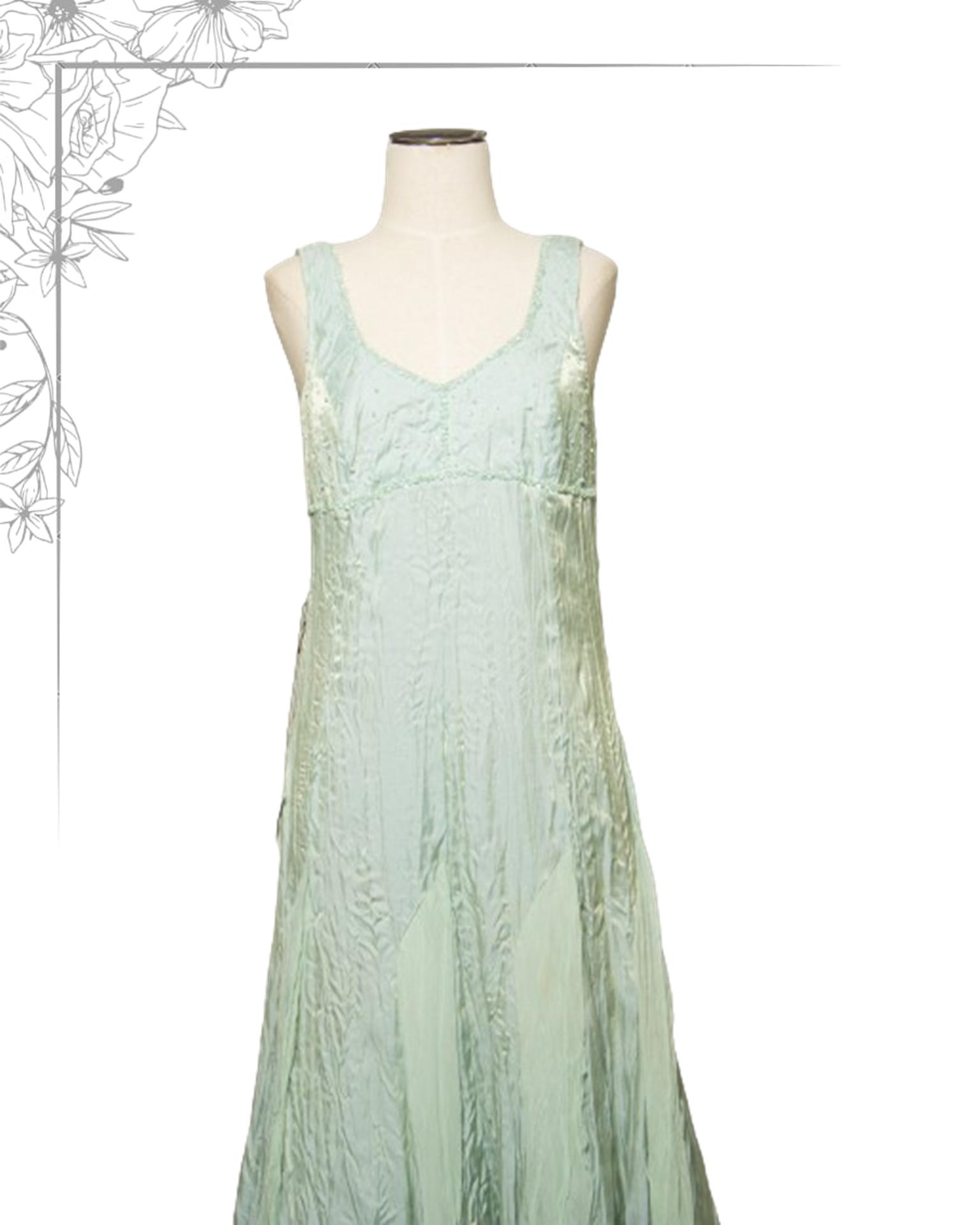 Green floor length dress