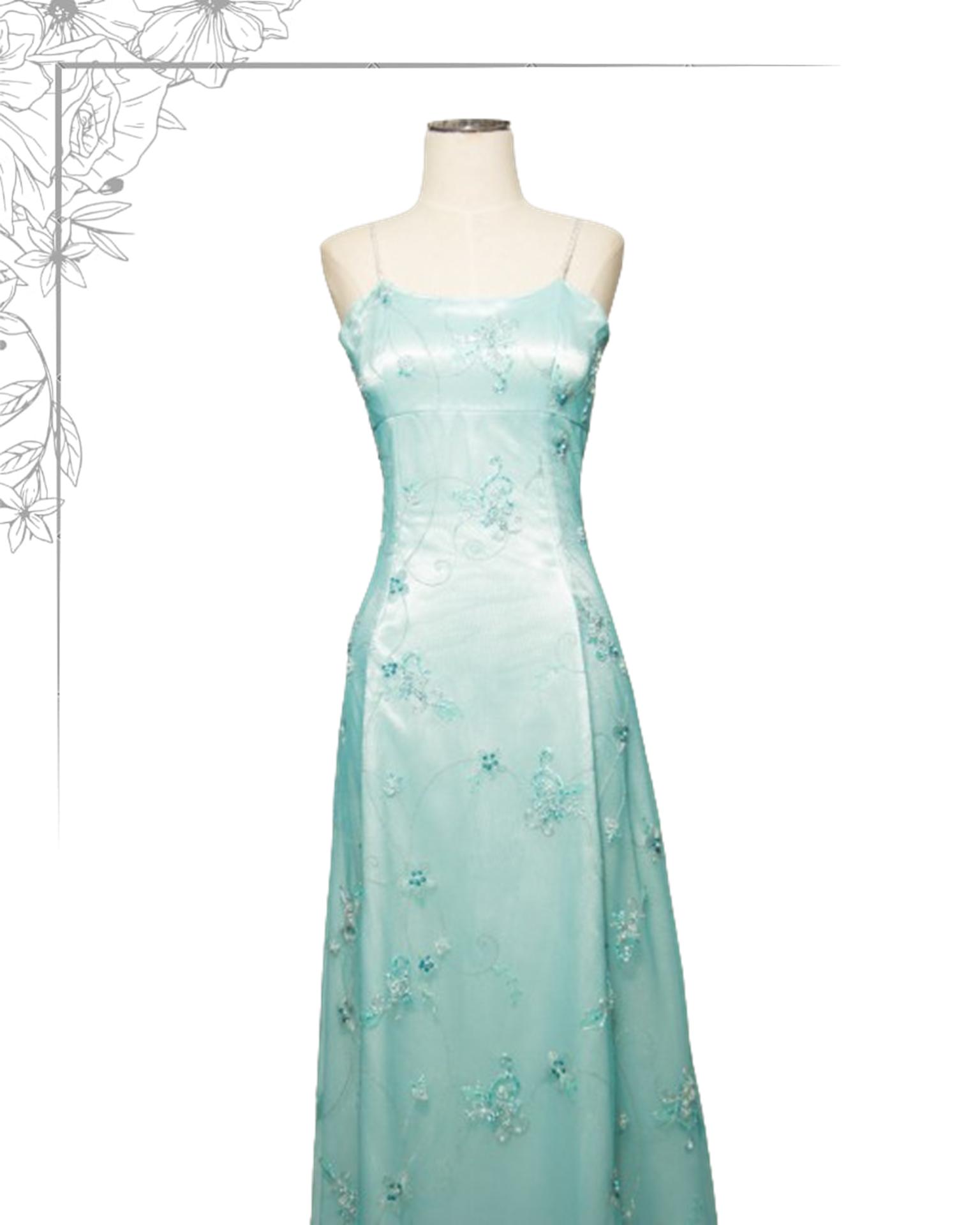 Turquoise floor length dress