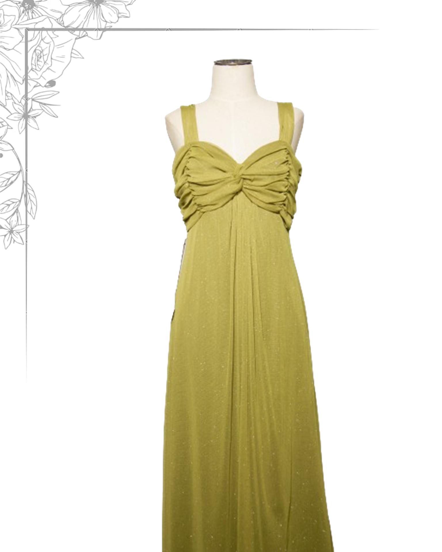 Green floor length dress
