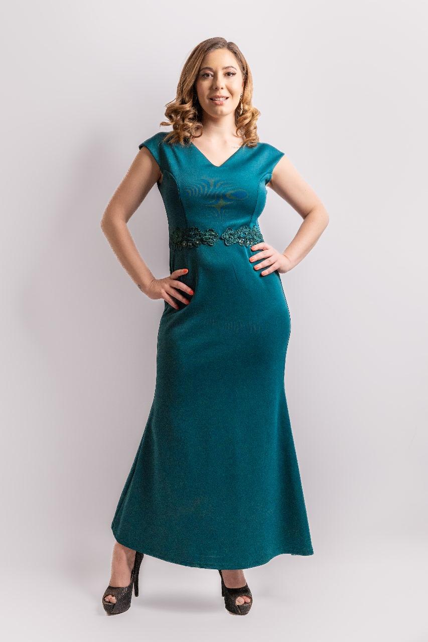 Green floor length dress