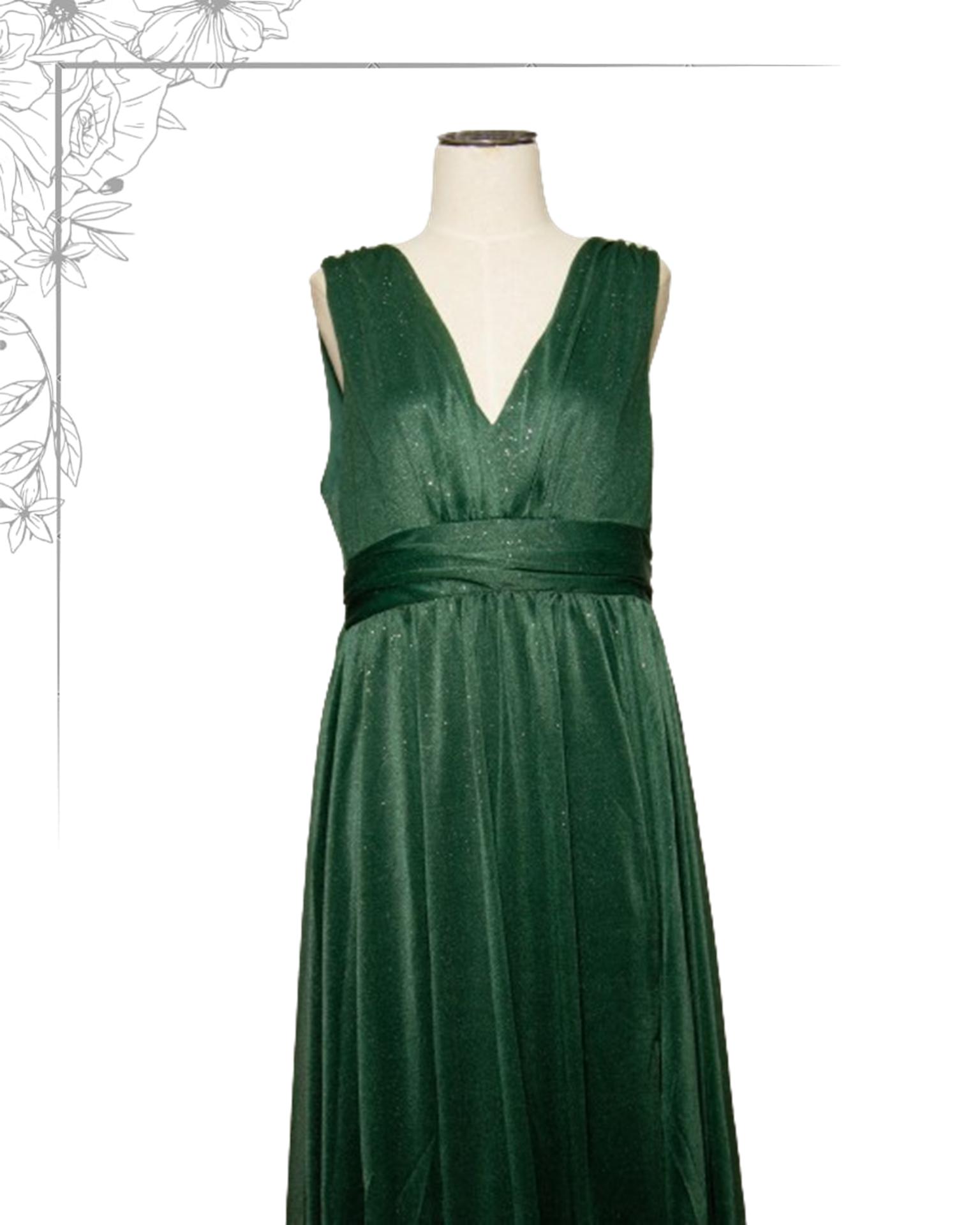 Green floor length dress