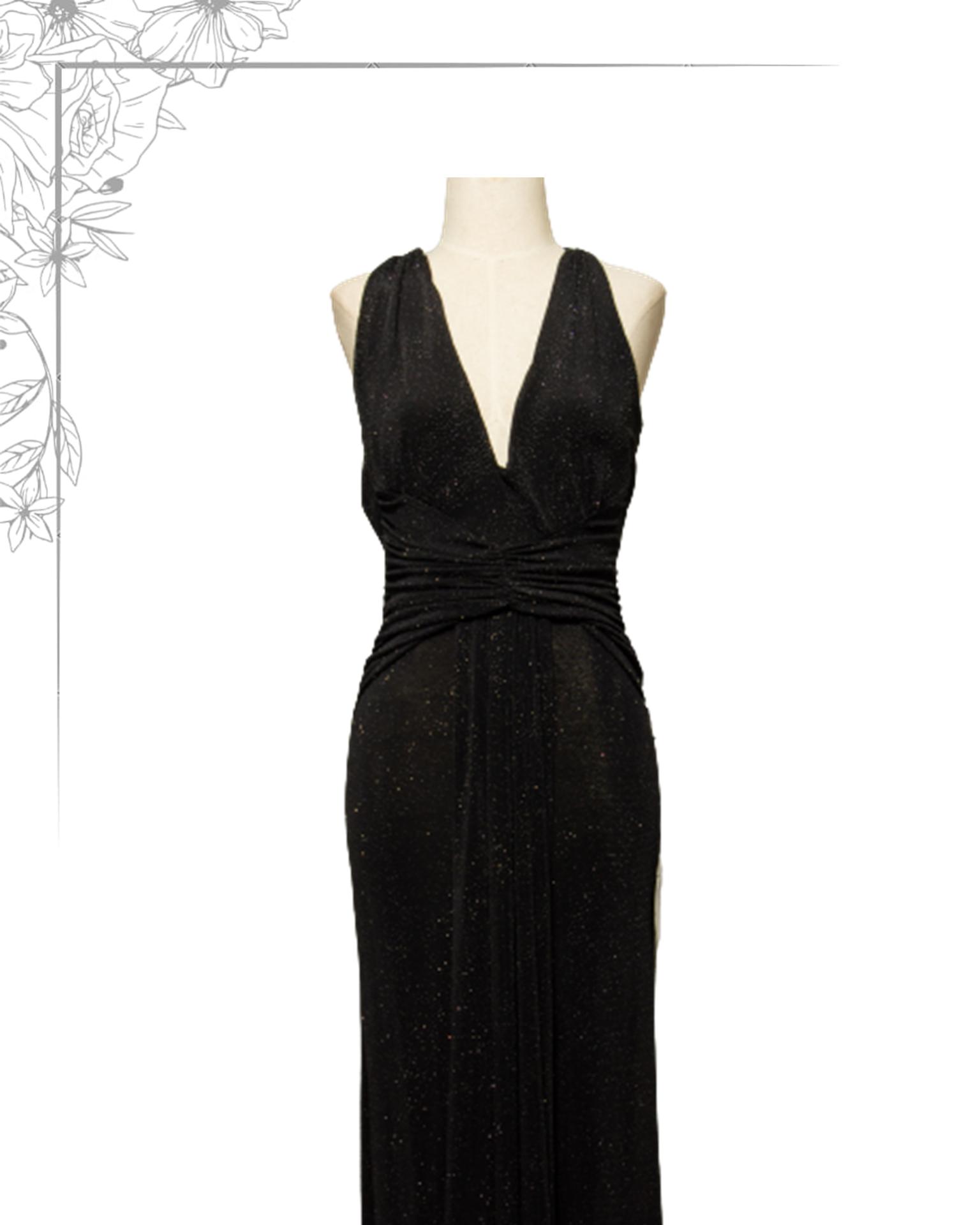 Black floor length glitter dress