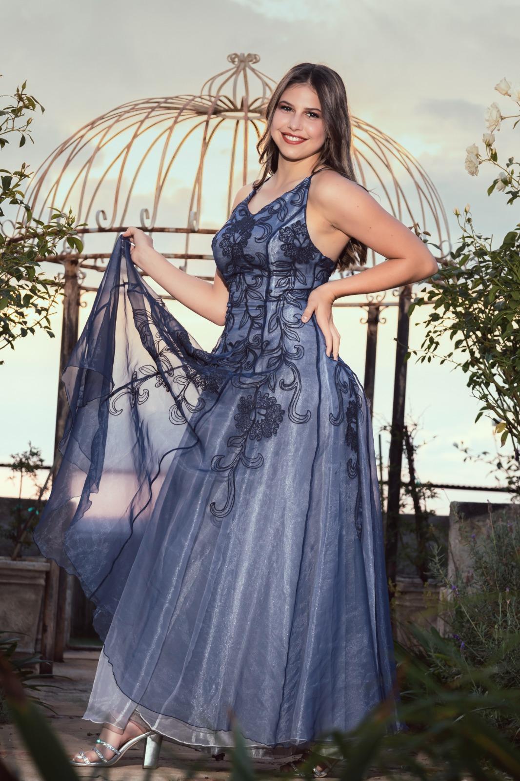 Blue floor length dress