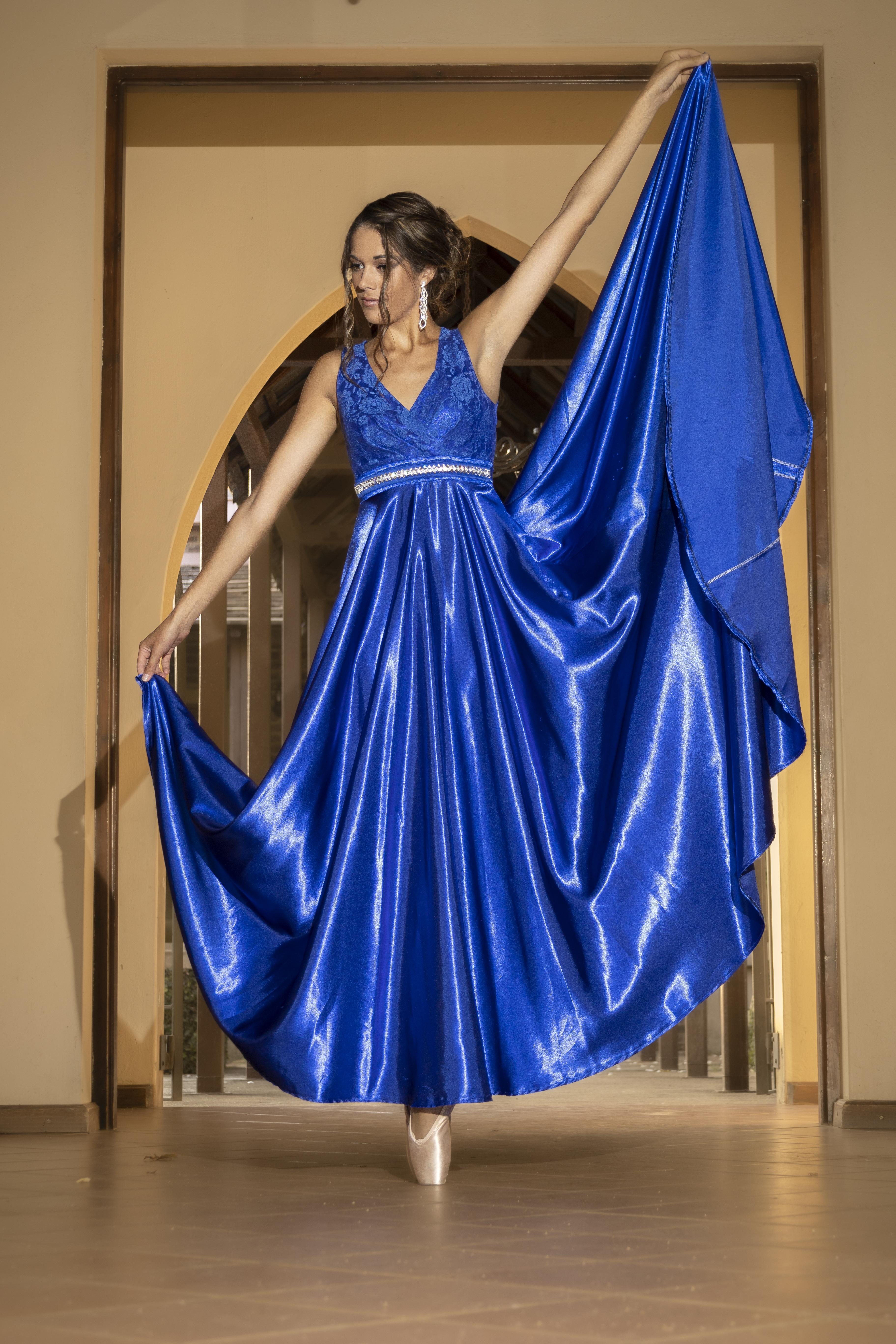 Blue floor length dress