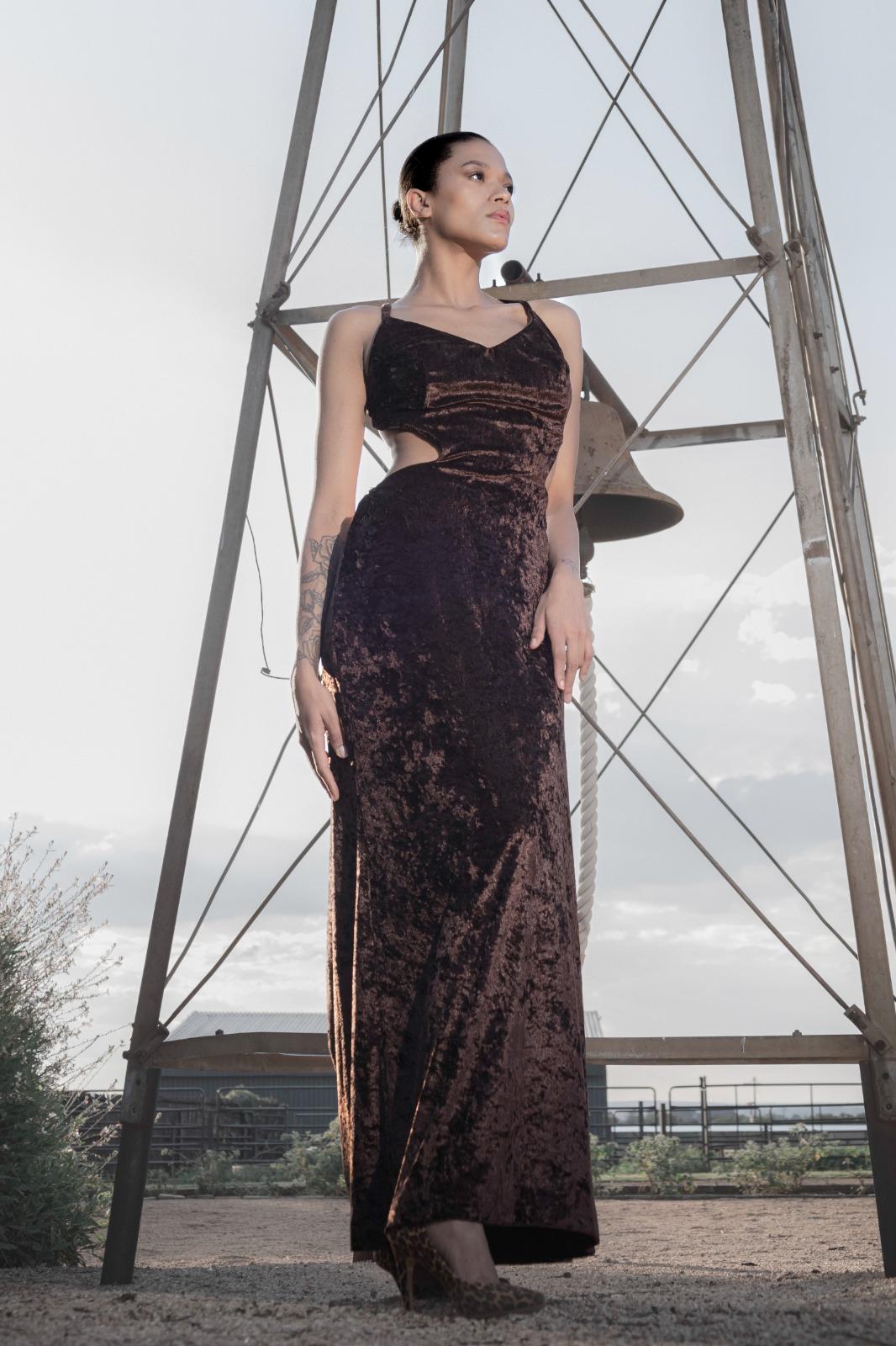 Brown floor length dress