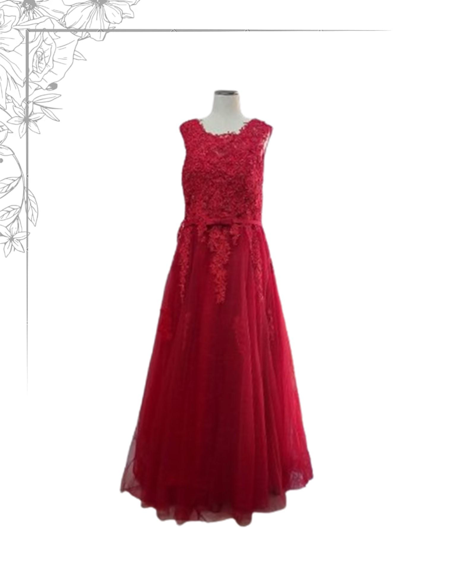 Red floor length dress