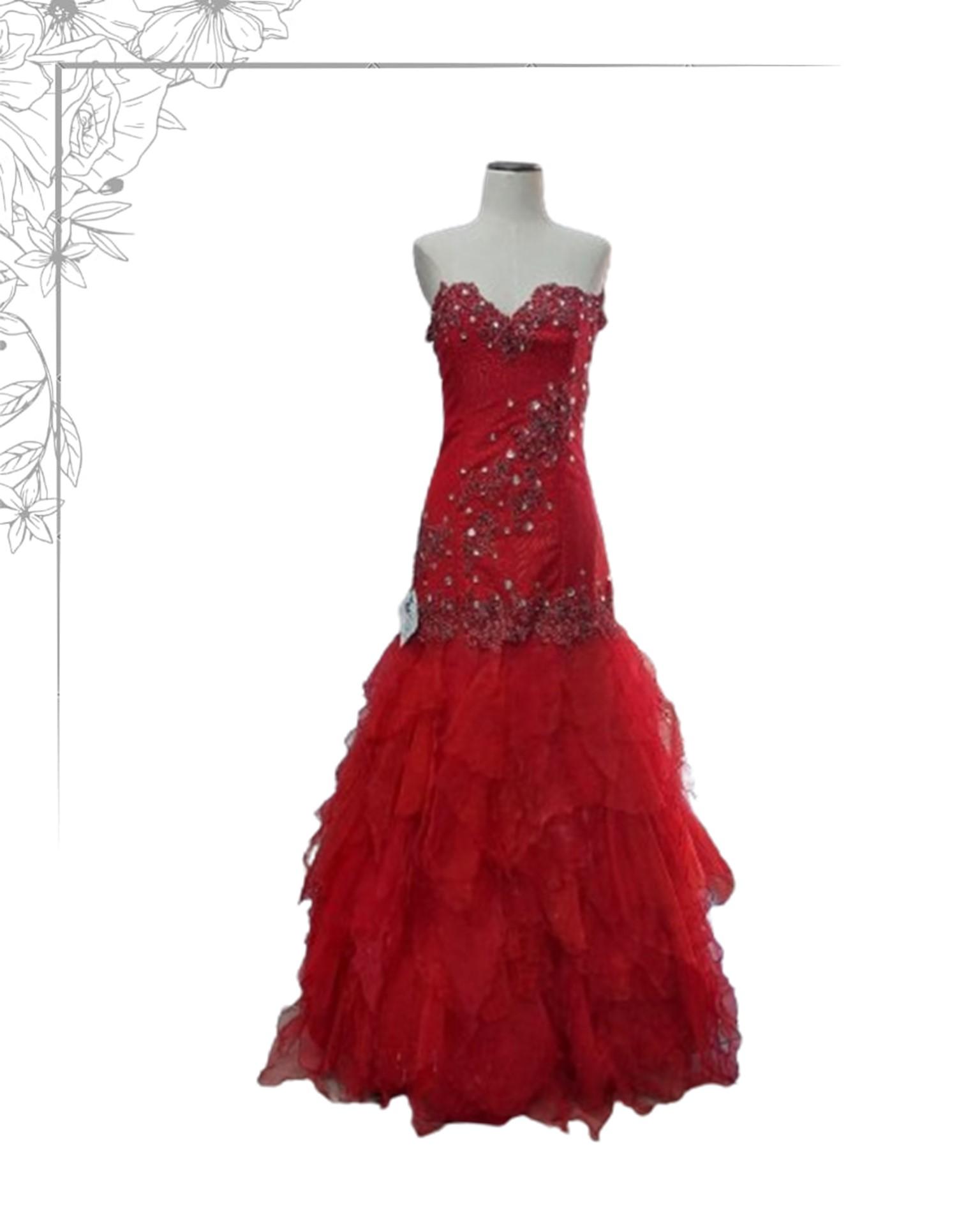 Red floor length dress