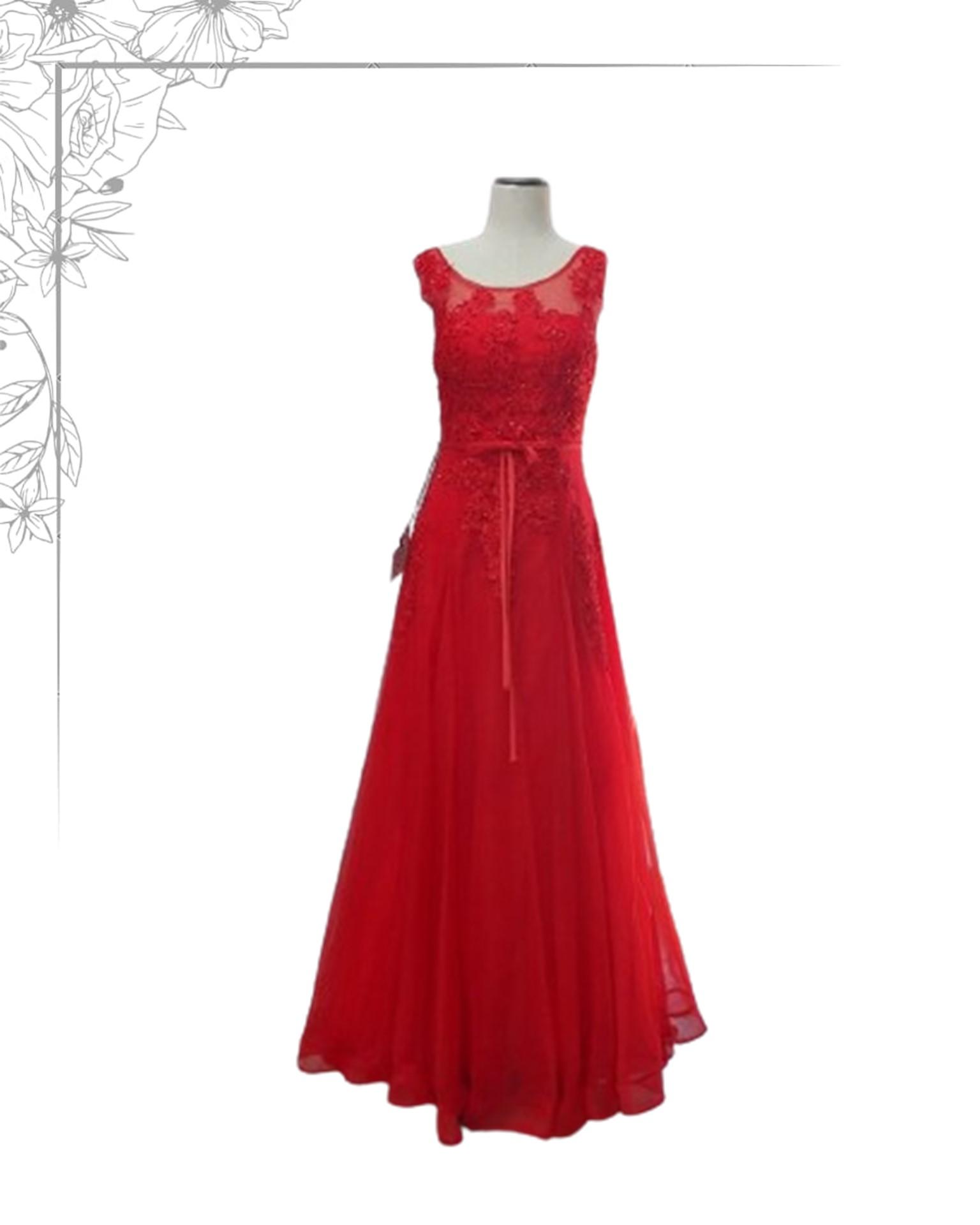 Red floor length dress