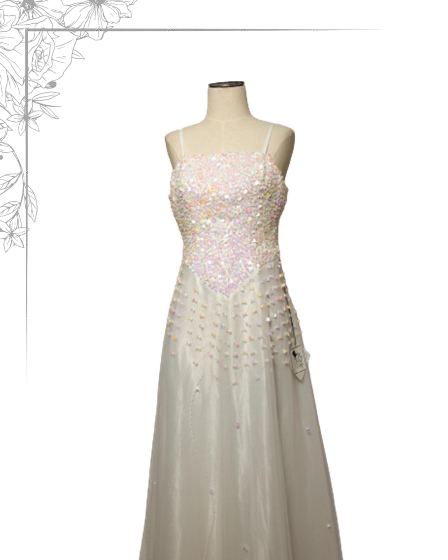 White floor length glitter dress