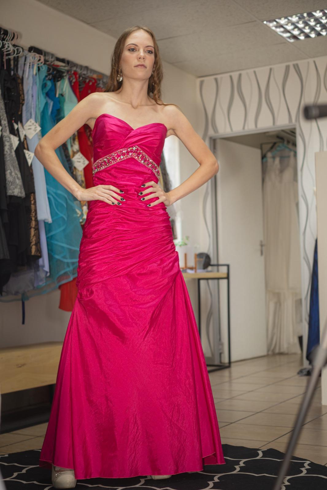 pink floor length dress