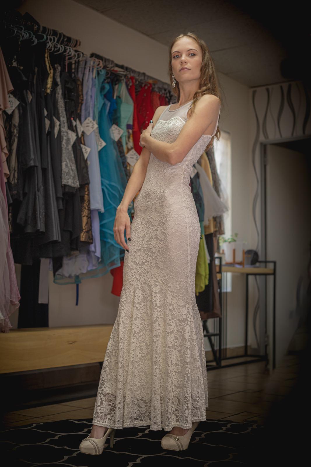 White floor length dress