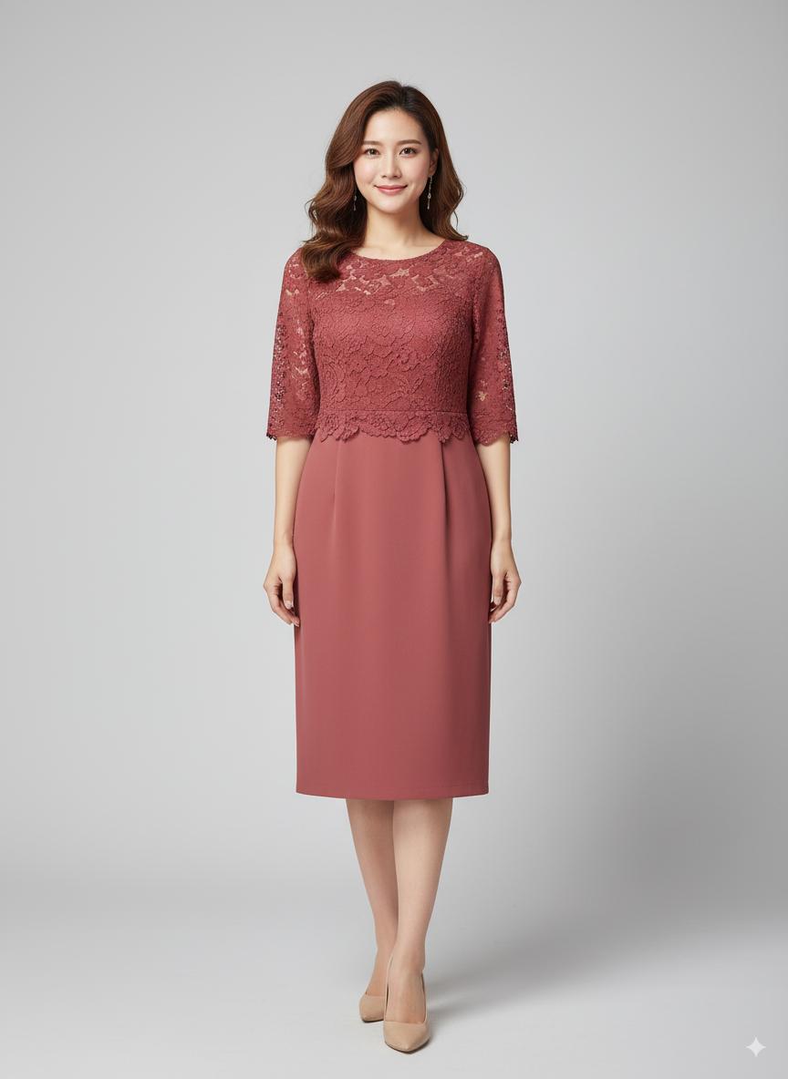Red cocktail dress with sleeves