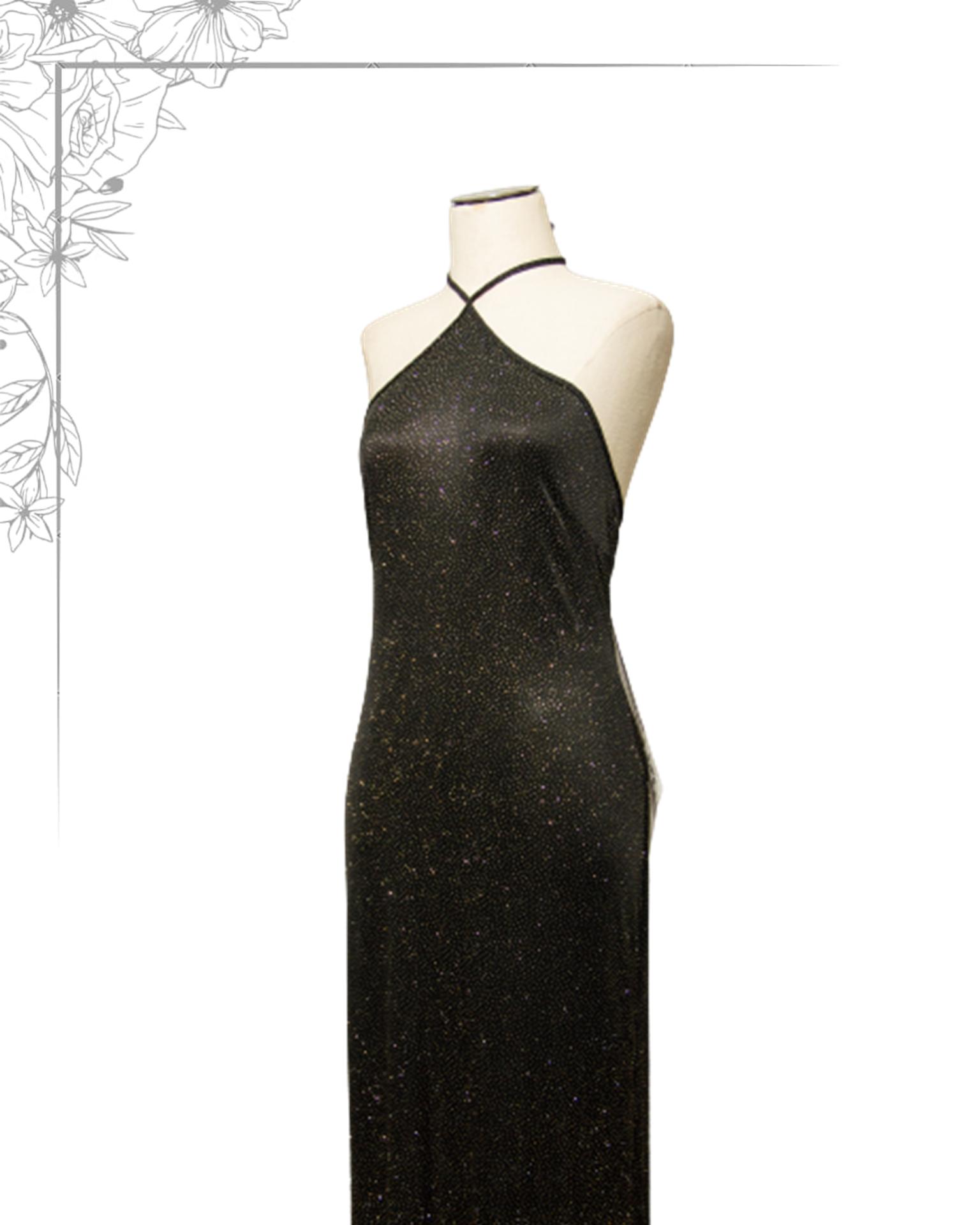 Black and gold floor length dress