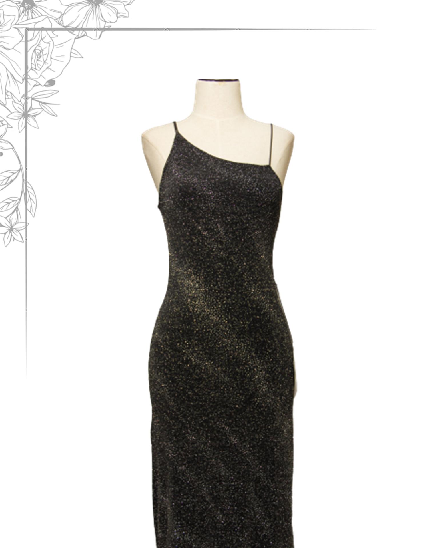 Black and silver assymetrical dress
