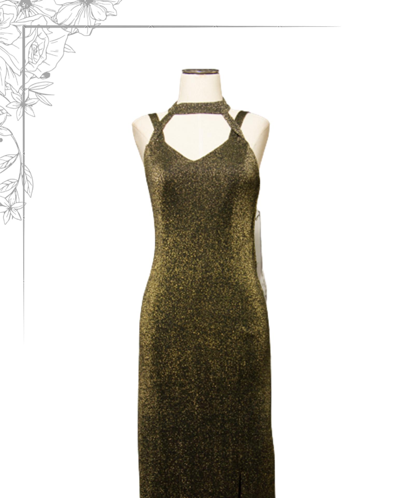 Black and gold floor length dress