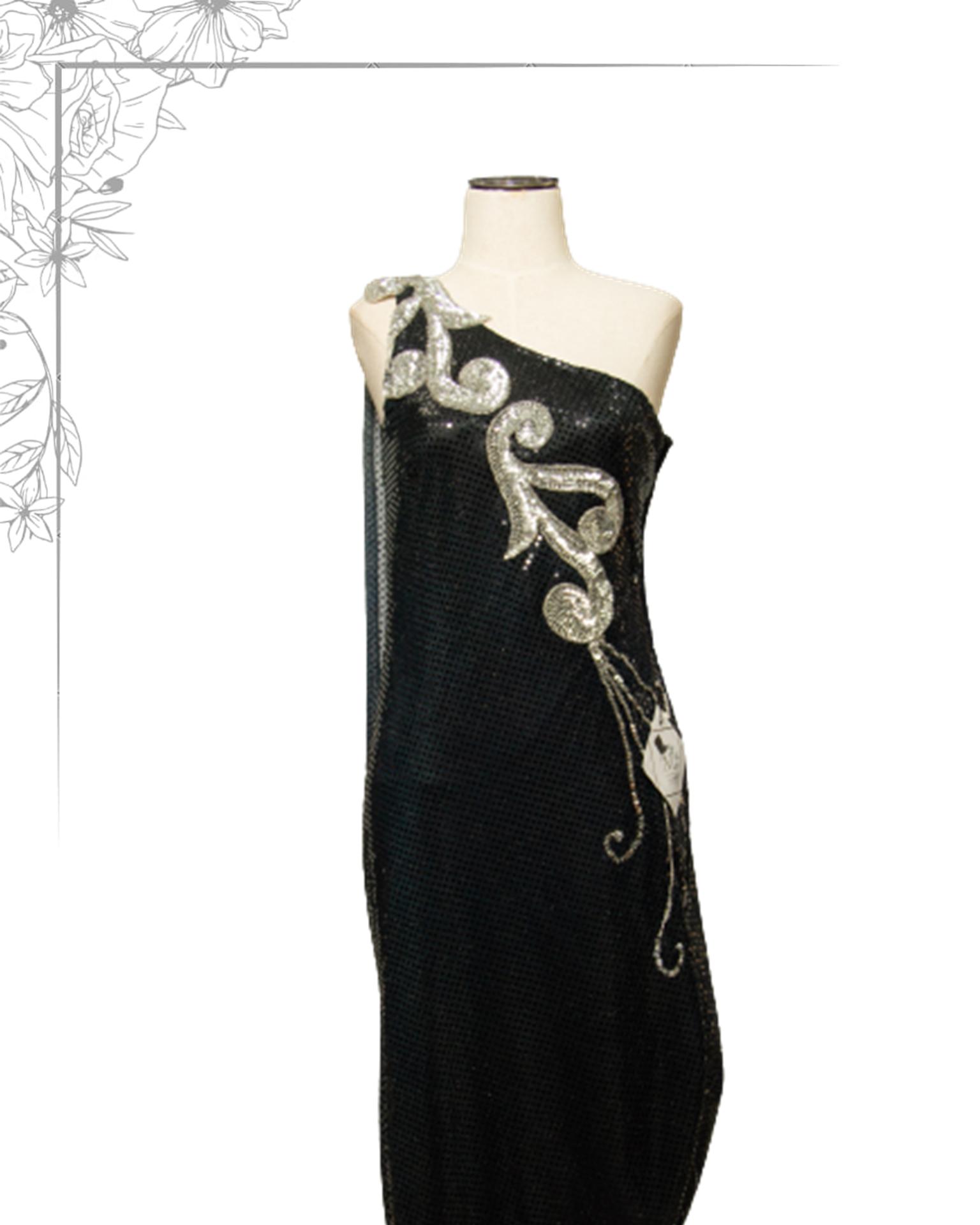 Black and silver floor length dress