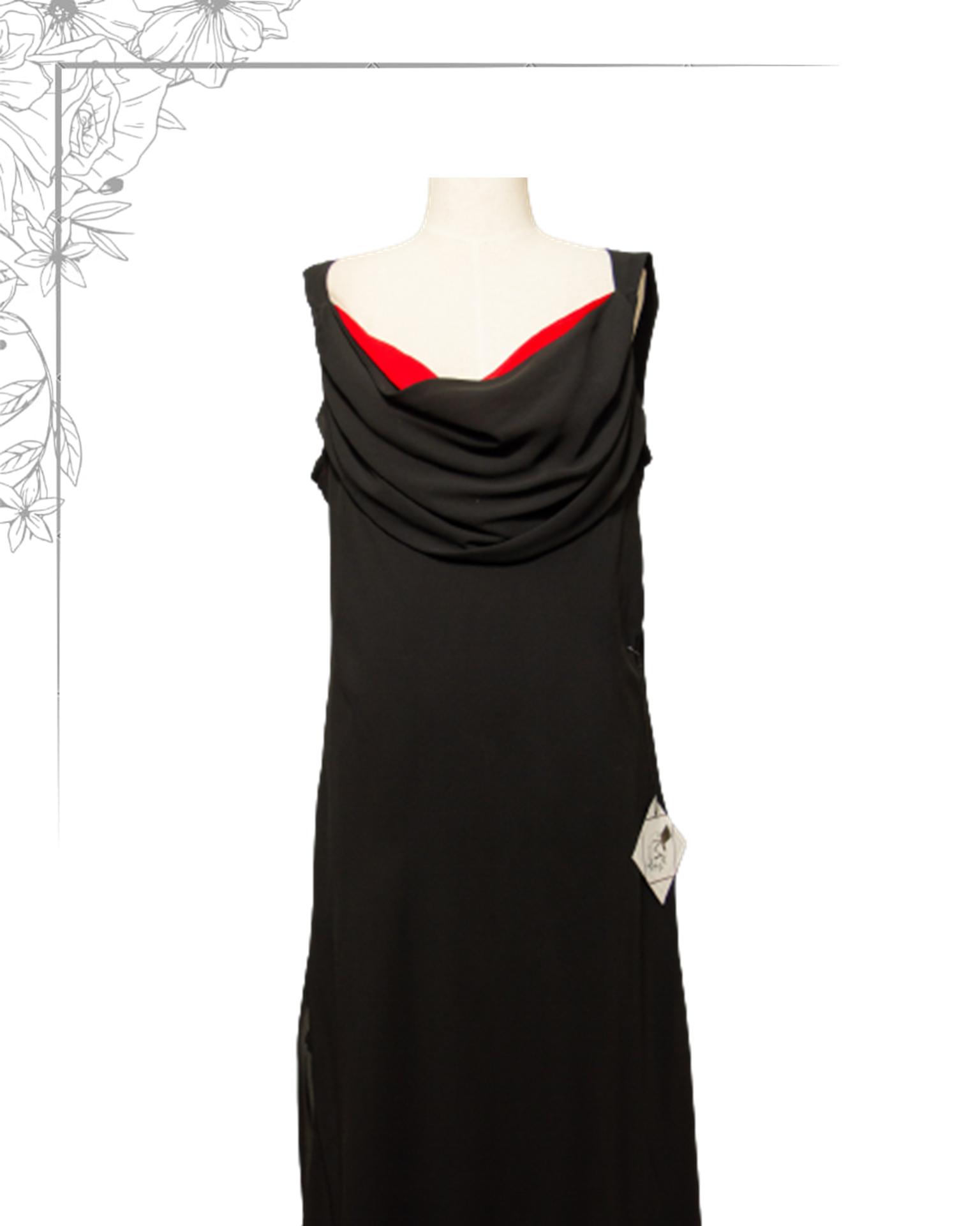 Black and red floor length dress