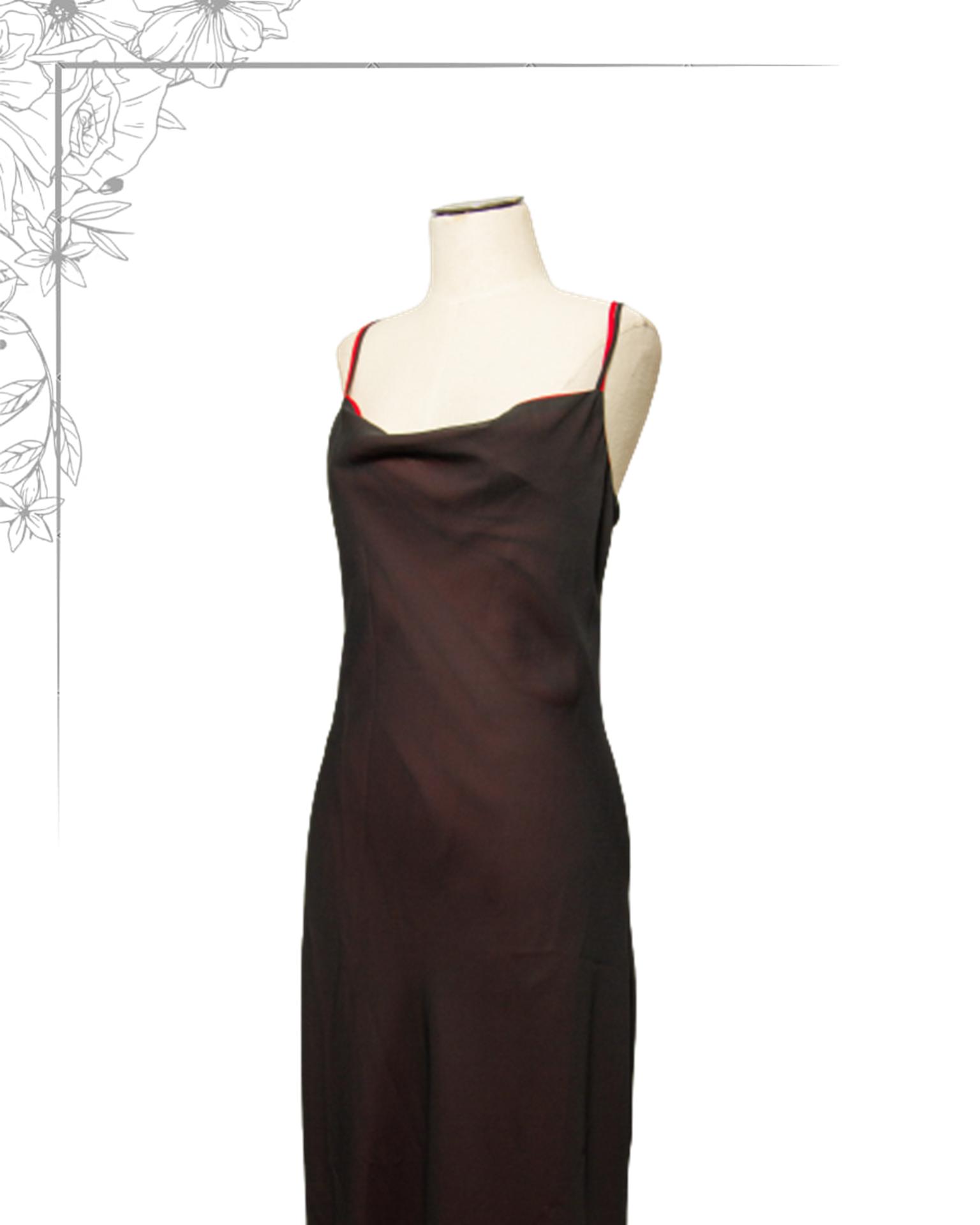 Black and red floor length dress