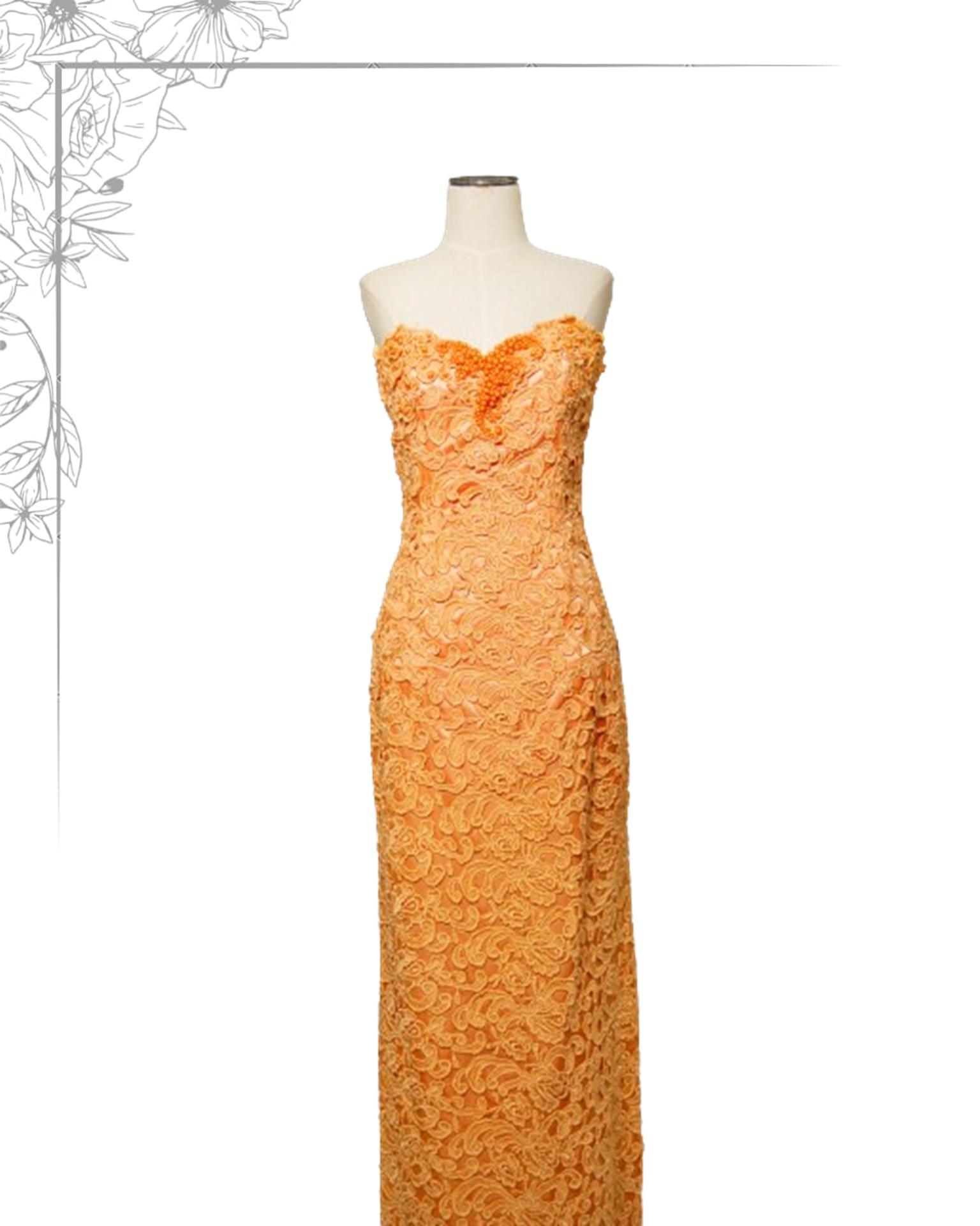 Orange floor length dress