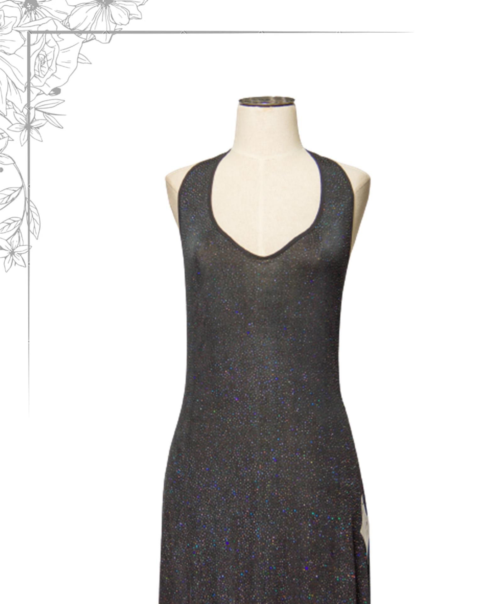 Black floor length glitter dress